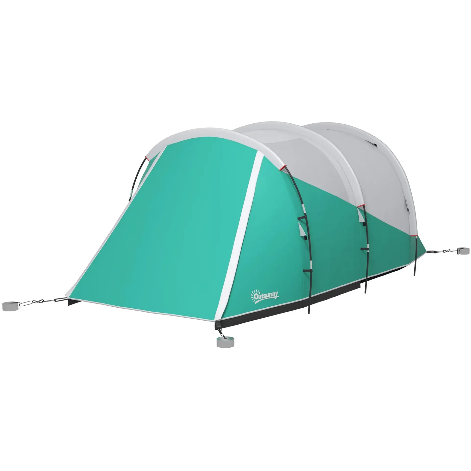Outsunny 2 Room Camping Tent for 4-5 Man, 3000mm Waterproof Family Tent with Carry Bag, for Fishing Hiking Festival, Green