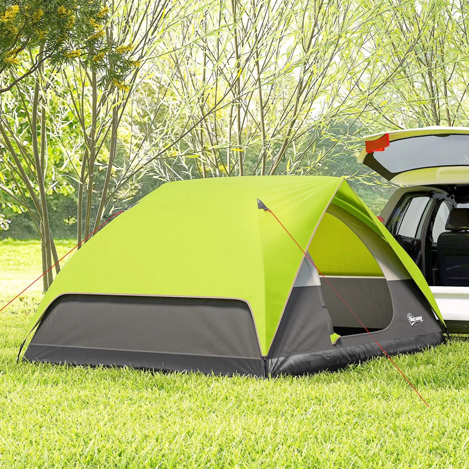 Outsunny 3-4 Person Pop Up Camping Tent, Waterproof Dome Tent