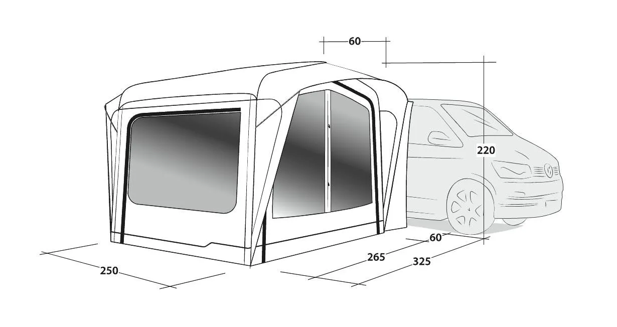 Outwell Crossville 250SA Drive-Away Campervan Awning 2024 in Grey