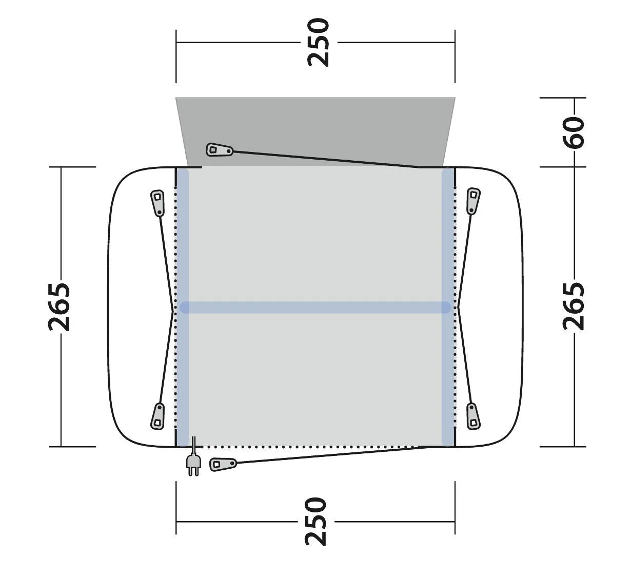 Outwell Crossville 250SA Drive-Away Campervan Awning 2024 in Grey
