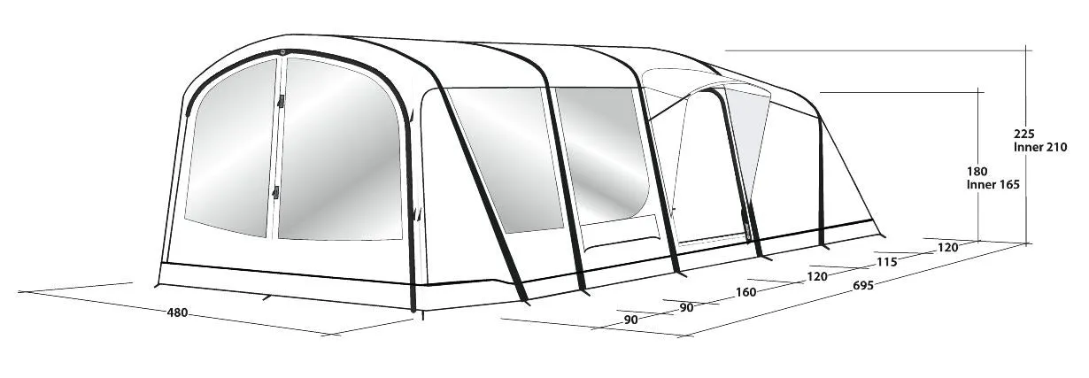 Outwell Sundale 7PA, 7 Person Tent - Green and Grey (OUT0080)
