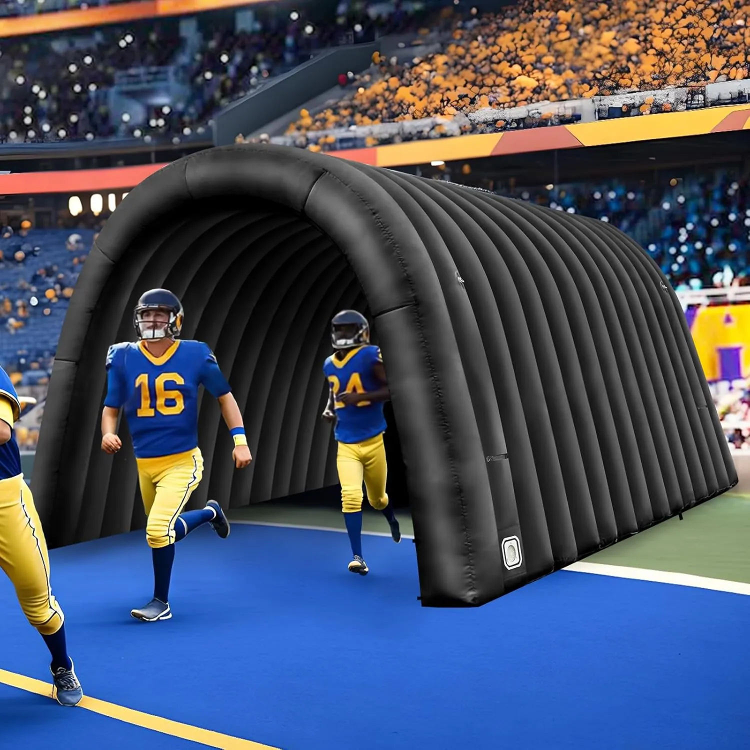 OZIS 16FT Inflatable Tunnel Entrance Sports with Installed Blower Inflatable Football Tunnel Tent Inflatable Entryway for Business Advertising Event Exhibition Promotion(Black,16x10x10ft)