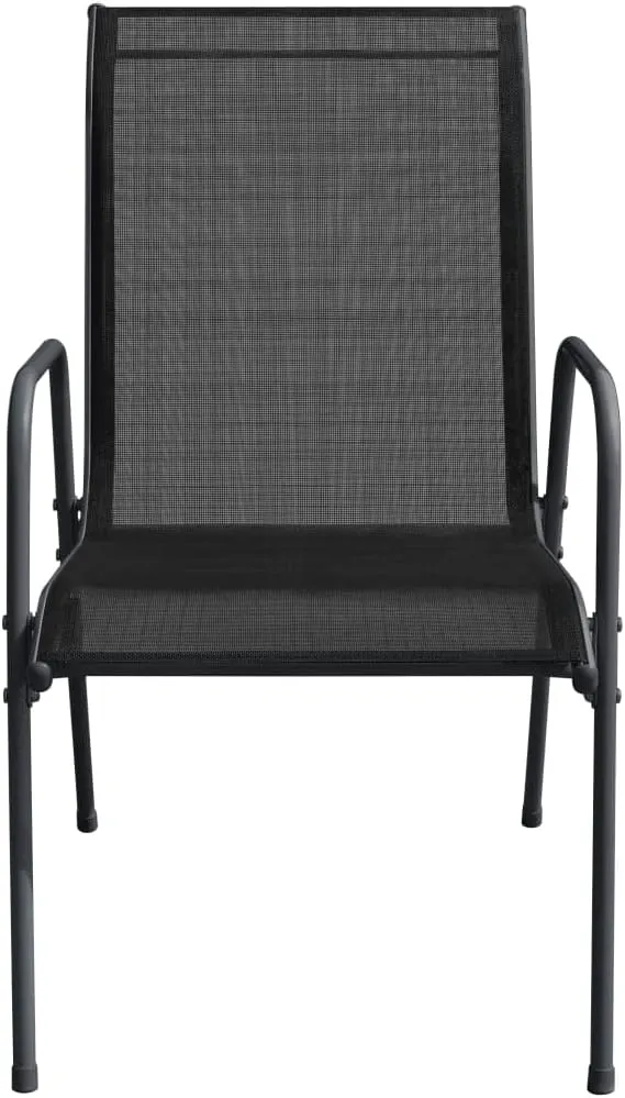 Patio Chairs 2 Pack Steel and Textilene Outdoor Chairs Black for Patio Lawn Beach Camping Lounge and Reading