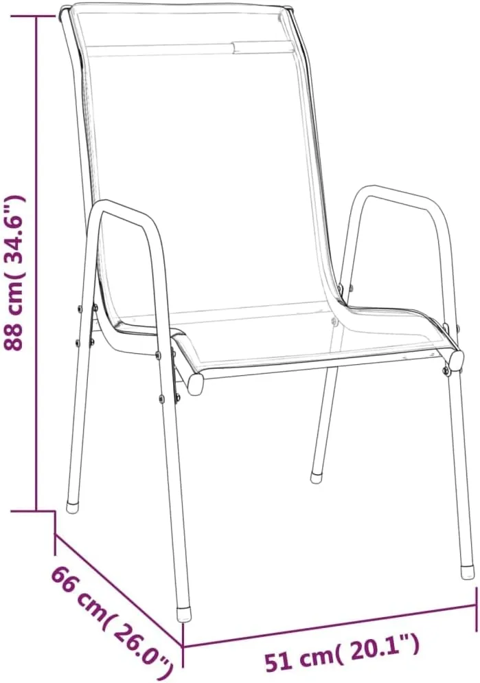 Patio Chairs 2 Pack Steel and Textilene Outdoor Chairs Black for Patio Lawn Beach Camping Lounge and Reading