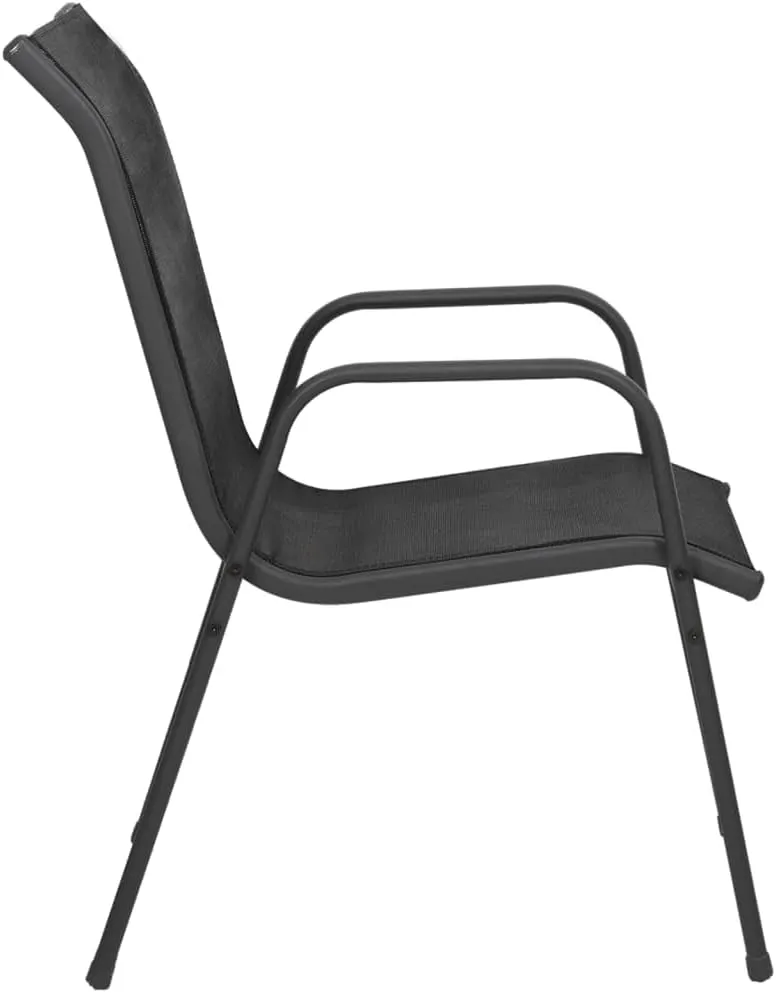 Patio Chairs 2 Pack Steel and Textilene Outdoor Chairs Black for Patio Lawn Beach Camping Lounge and Reading