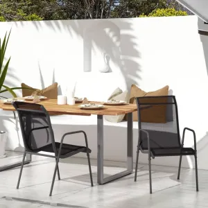 Patio Chairs 2 Pack Steel and Textilene Outdoor Chairs Black for Patio Lawn Beach Camping Lounge and Reading