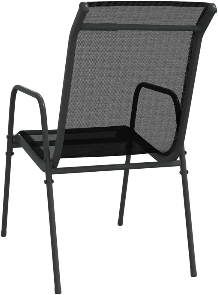 Patio Chairs 2 Pack Steel and Textilene Outdoor Chairs Black for Patio Lawn Beach Camping Lounge and Reading