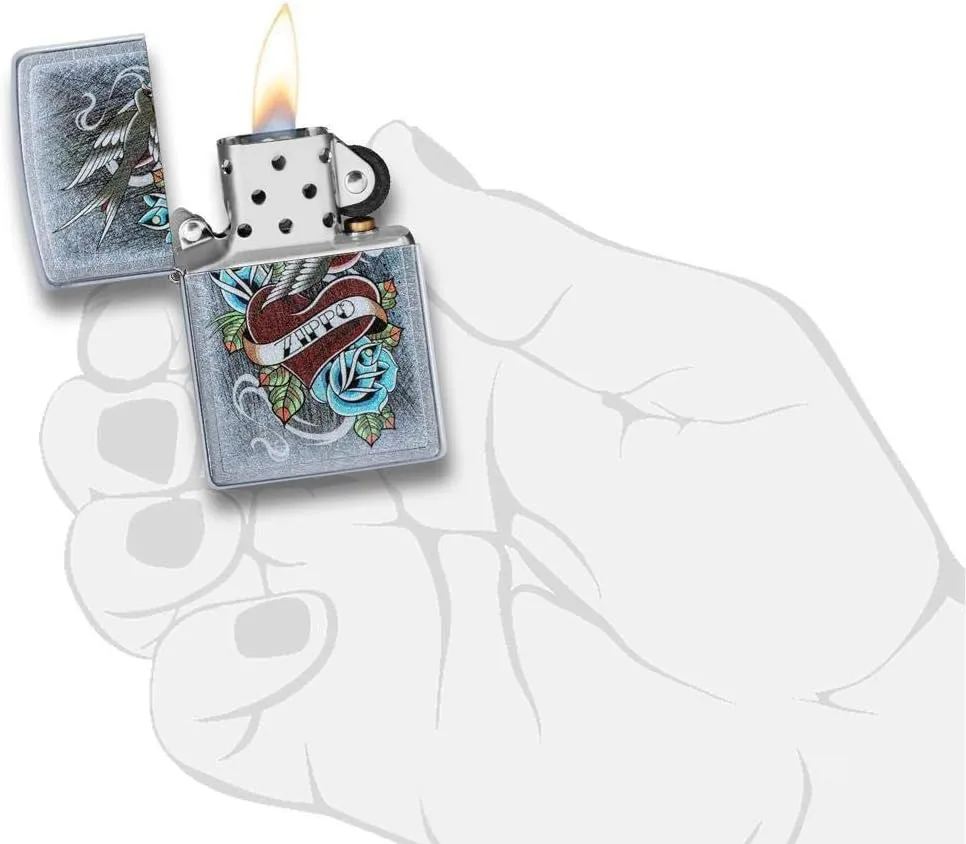 Personalized Zippo Elegant Heart Love Loyalty Design Classic Oil Windproof Lighter Free Engraving (Silver Color)