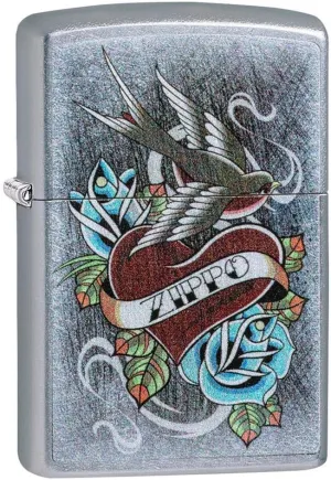 Personalized Zippo Elegant Heart Love Loyalty Design Classic Oil Windproof Lighter Free Engraving (Silver Color)