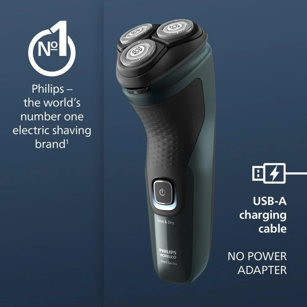 Philips Norelco Shaver 2600 Series, Wet and Dry Electric Shaver, Pop-up Trimmer, P-Cap, Travel Pouch, Dark Forest Green, Model X3052/91