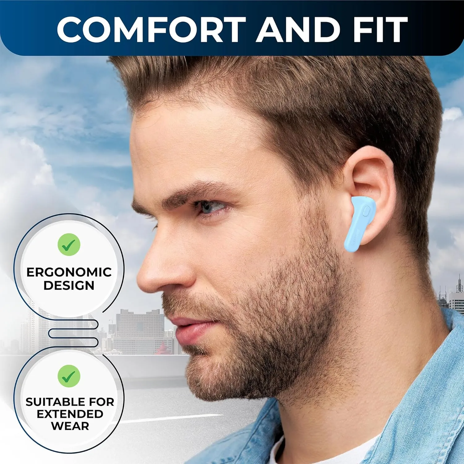 PHILIPS True Wireless Earbuds, TWS Bluetooth 5.3 Headphones, 13mm Drivers, AI Mic for Clear Calls, IPX4 Waterproof, 15 Hours Playtime, Compatible w/iPhone Android & Bluetooth Devices, TAT1138 Blue