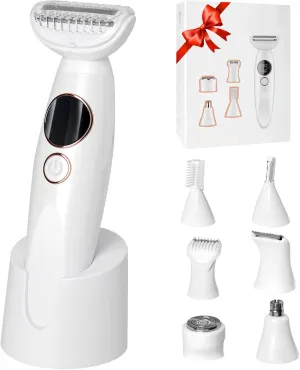 Pluxy Epil Pro 3.0 Women Face Epilator, 5-in-1 Body Shaver and Facial Epilator, IPX7 Waterproof Facial Hair Remover, Electric Razor for Women with USB Recharge Dock & LED Display