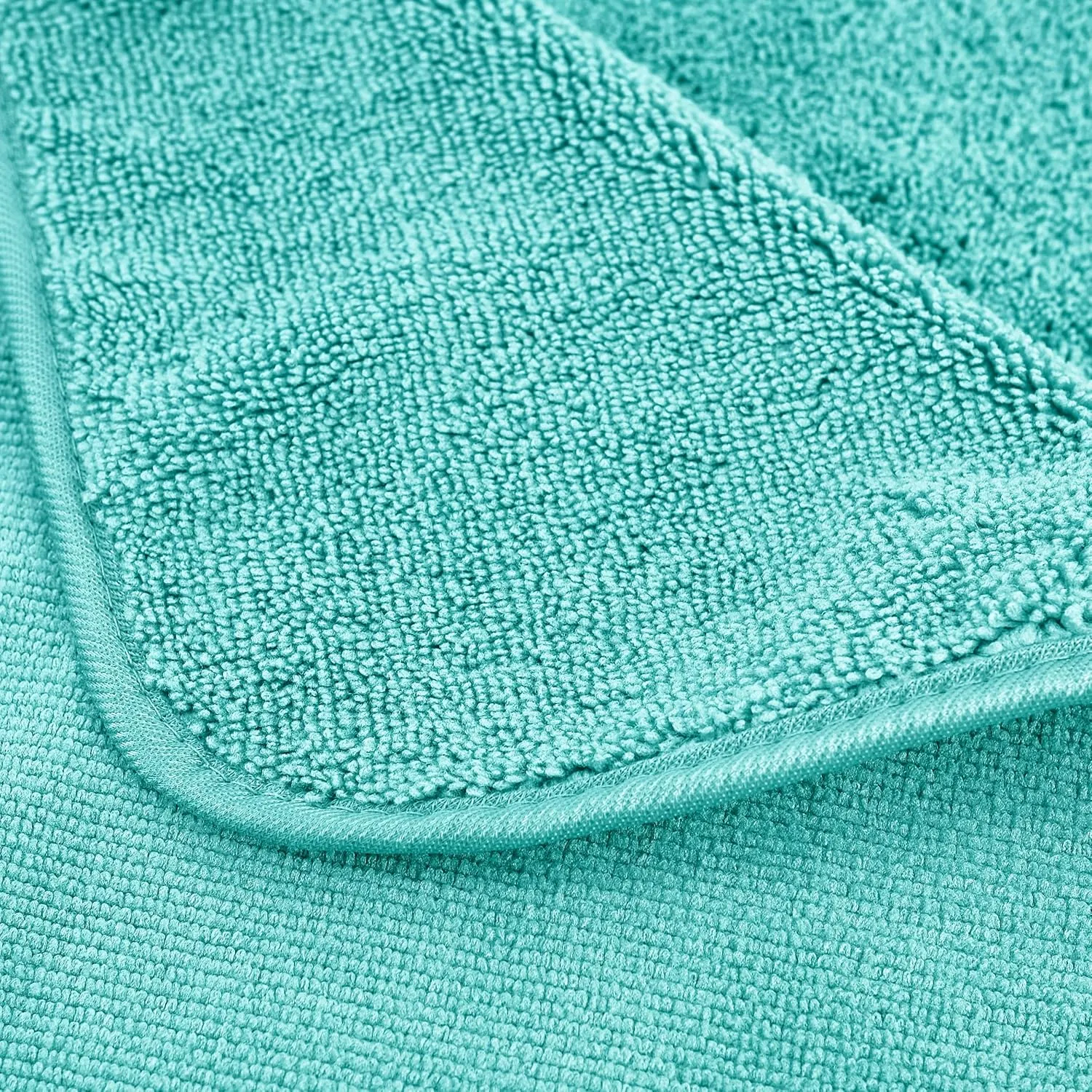POLYTE Microfiber Quick Dry Lint Free Bath Towel, 57 x 30 in, Pack of 4 (Aqua)