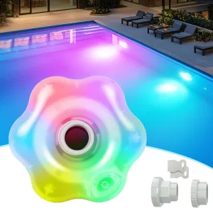 Pool Jet Lights, 2025 Upgrade Water Powered Pool Return Light, RGB Color Changing Jet Pool Lights for Above Ground/Inground Pools, Hydro-Powered Pool Return Jet Lights(No Batteries Needed)-1PC