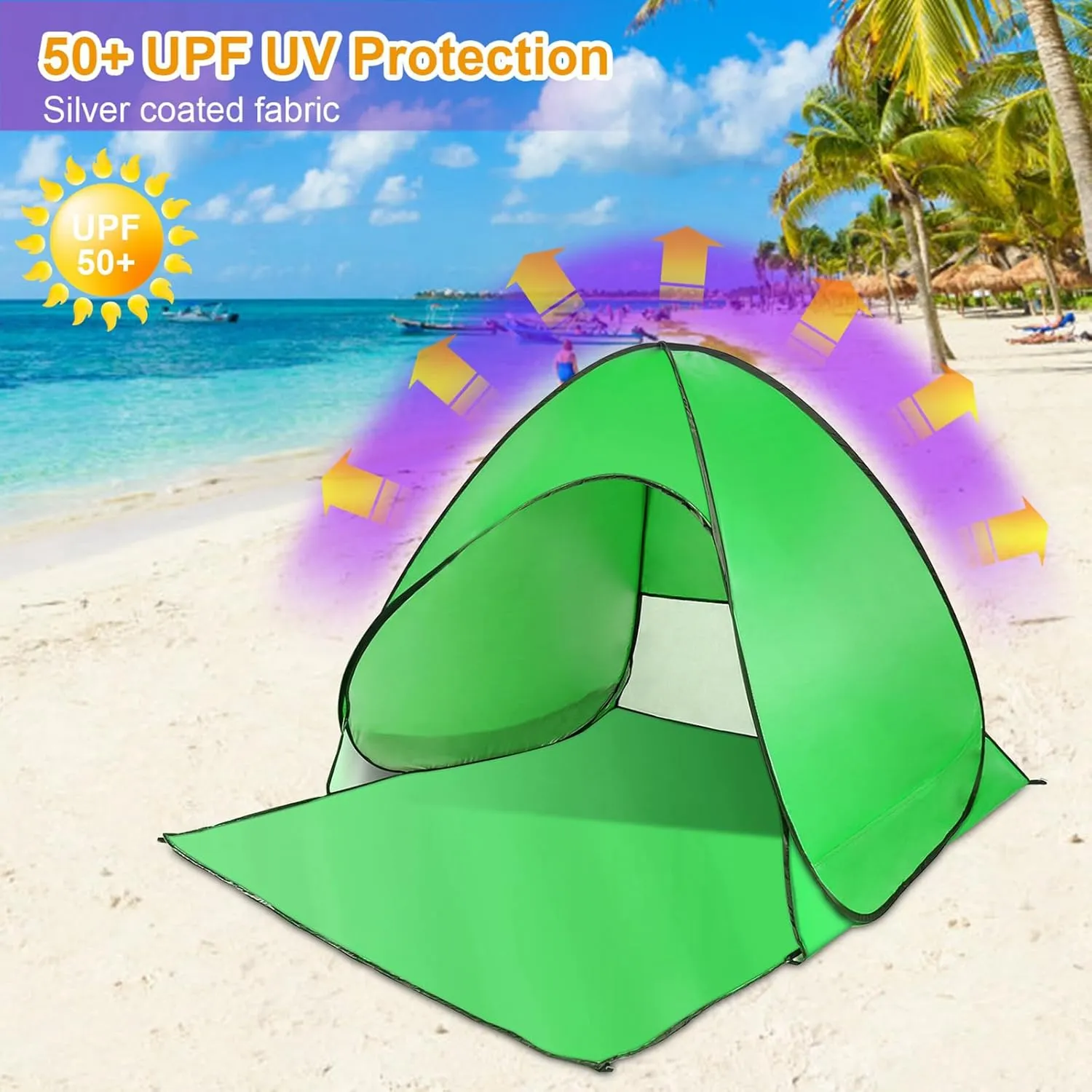 Pop Up Beach Tent for 2-3 Person, UPF50  Anti-UV Sun Shelter w/Storage Bag