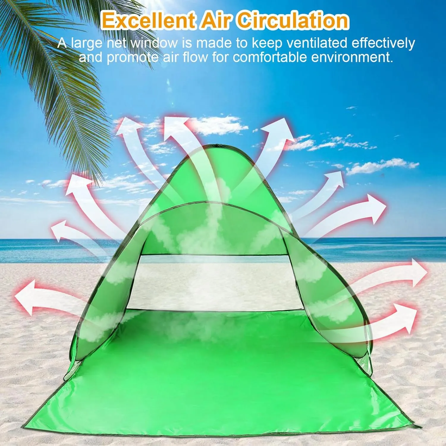 Pop Up Beach Tent for 2-3 Person, UPF50  Anti-UV Sun Shelter w/Storage Bag