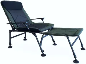 Portable Folding Camping Lounge Chair with Adjustable Backrest Lightweight Durable Compact for Indoor Outdoor Camping Beach Hiking Fishing Picnics (Black Green Footrest)