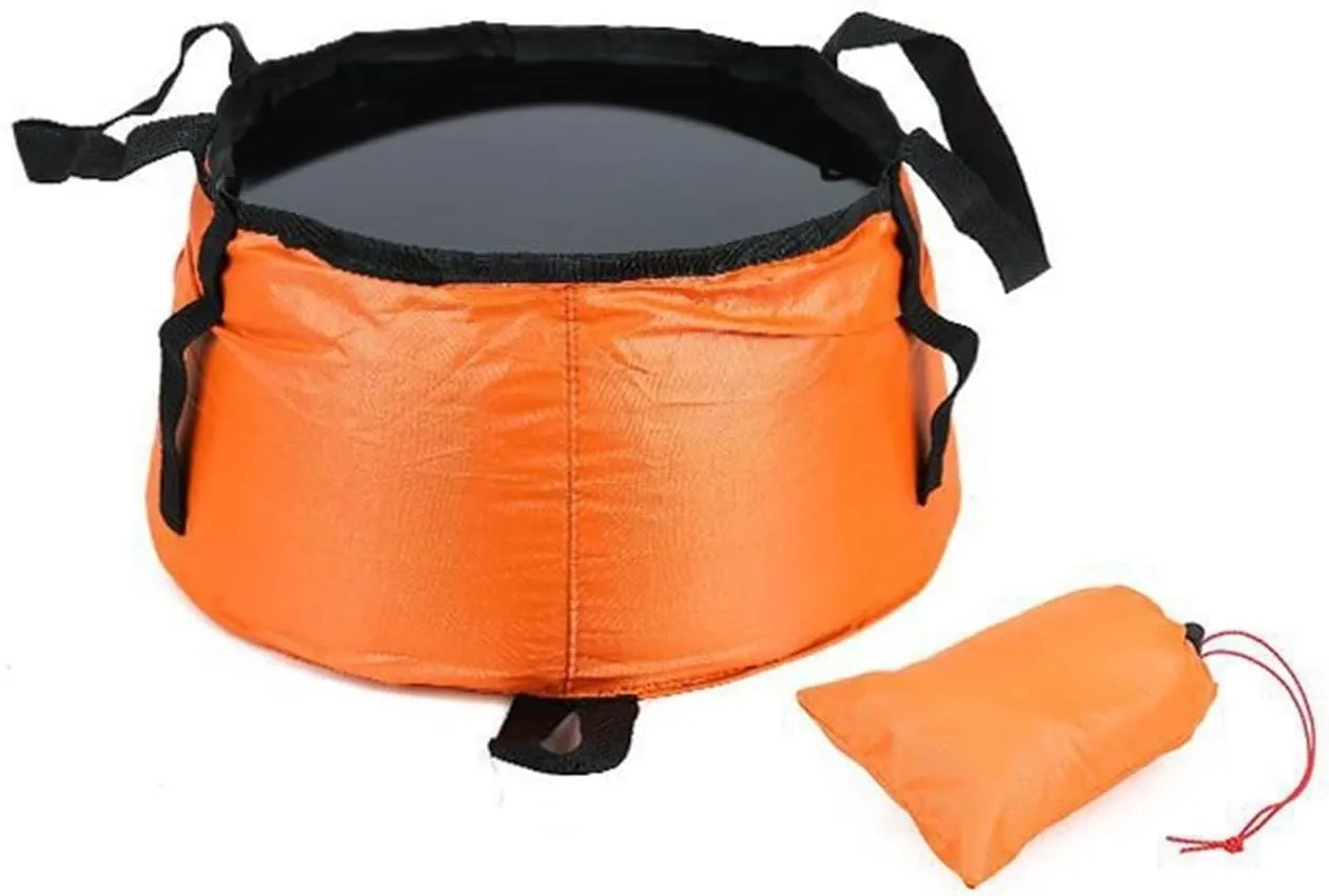 Portable Folding Outdoor Wash Basin for Travel, Camping, Hotel, and Home Use with Storage Bag(Orange)