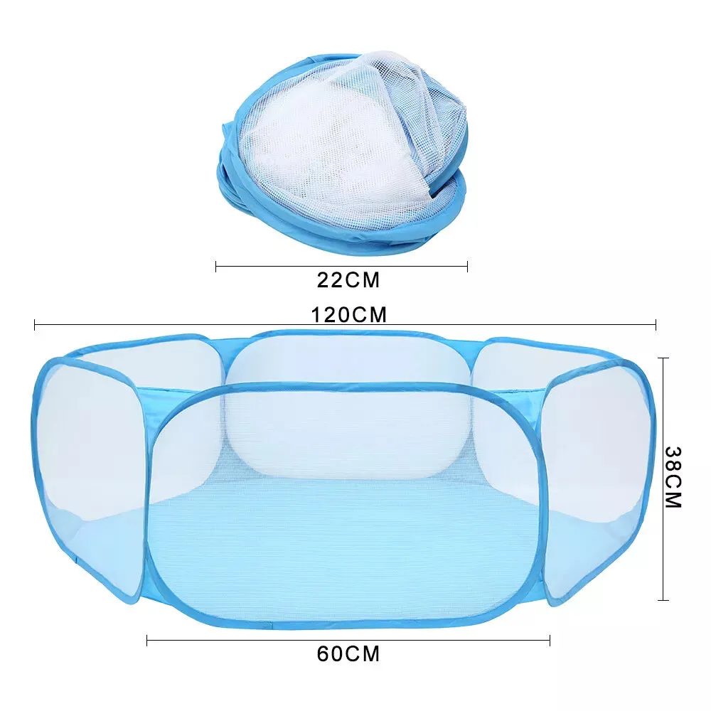 Portable Pet Cage Tent Exercise Animal Playpen Fence Pop-Up Yard Blue