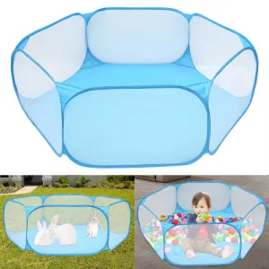 Portable Pet Cage Tent Exercise Animal Playpen Fence Pop-Up Yard Blue