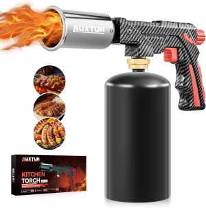 Powerful Propane Torch,Cooking Blow Torch for Food, Butane Kitchen Torch, Creme Brulee Torch, Culinary Torch, Refillable Charcoal Grill Lighter Campfire Starter-Butane Gas Not Included