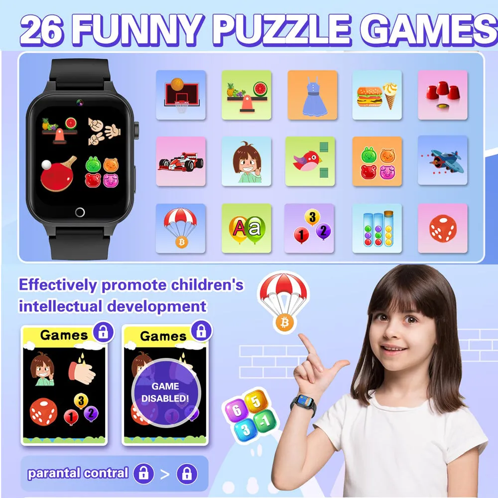 Premium 4G Kids Smartwatch – Video Call, GPS Tracking, IP67 Waterproof, 8GB ROM, Health Monitoring, Wi-Fi, Voice & Video Calls, Android Compatibility