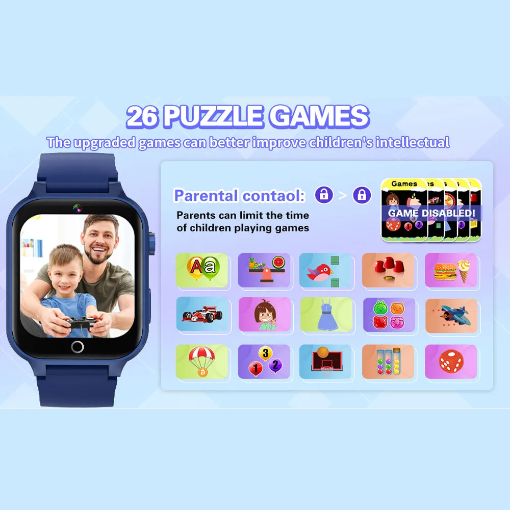 Premium 4G Kids Smartwatch – Video Call, GPS Tracking, IP67 Waterproof, 8GB ROM, Health Monitoring, Wi-Fi, Voice & Video Calls, Android Compatibility