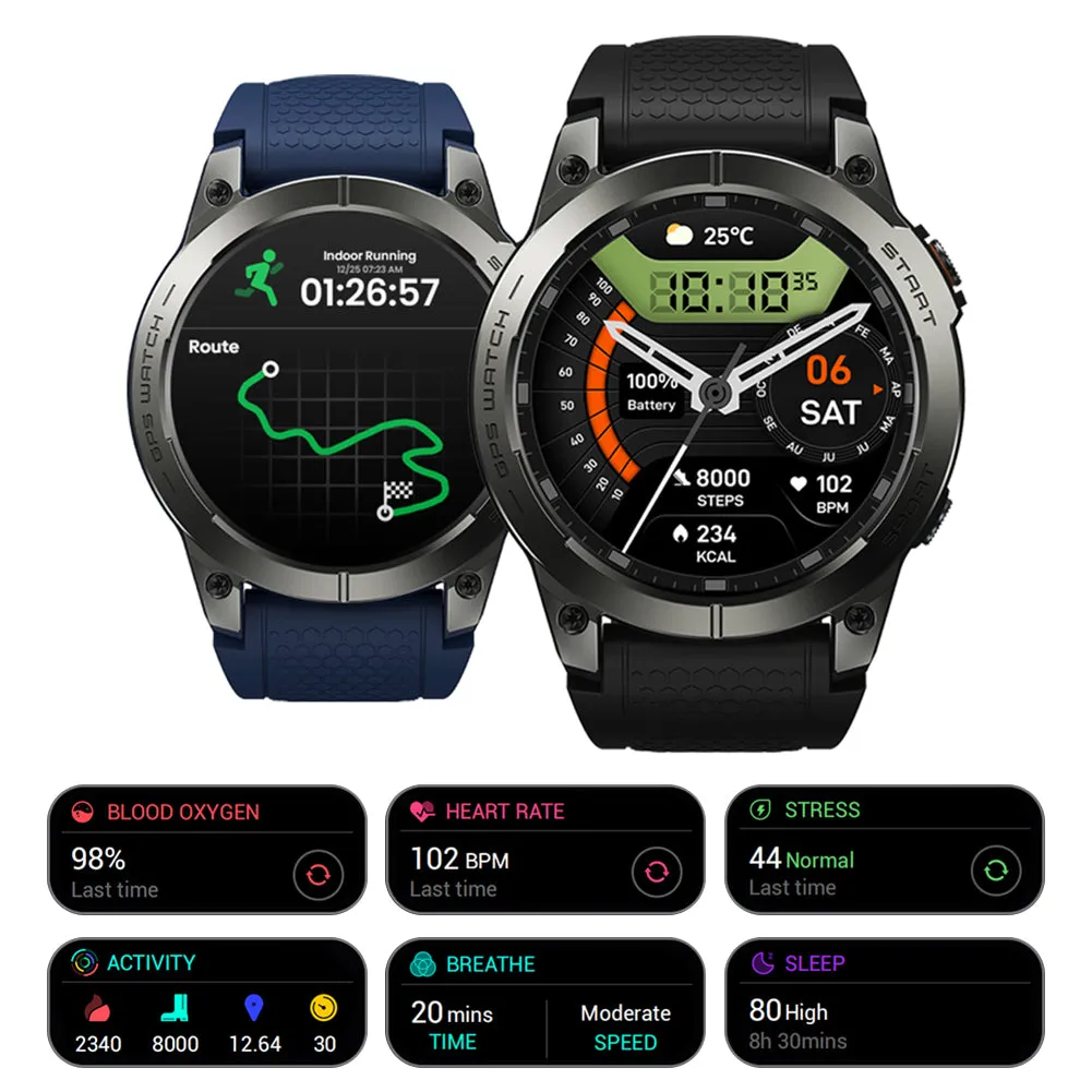 Premium GPS Sports Smartwatch for Men - 1.43” AMOLED, Built-in GPS, 100  Sports Modes, Health Tracking, 18-Day Battery, Waterproof, Bluetooth Calls