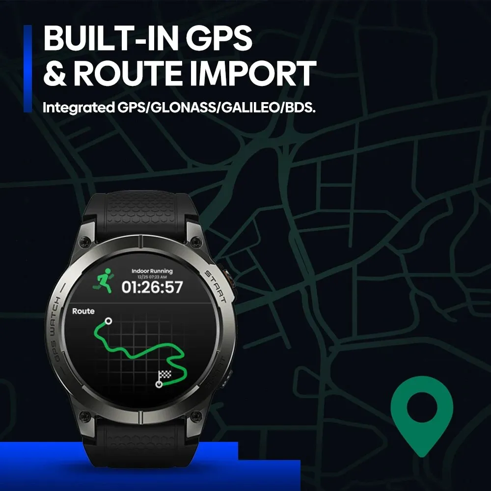 Premium GPS Sports Smartwatch for Men - 1.43” AMOLED, Built-in GPS, 100  Sports Modes, Health Tracking, 18-Day Battery, Waterproof, Bluetooth Calls