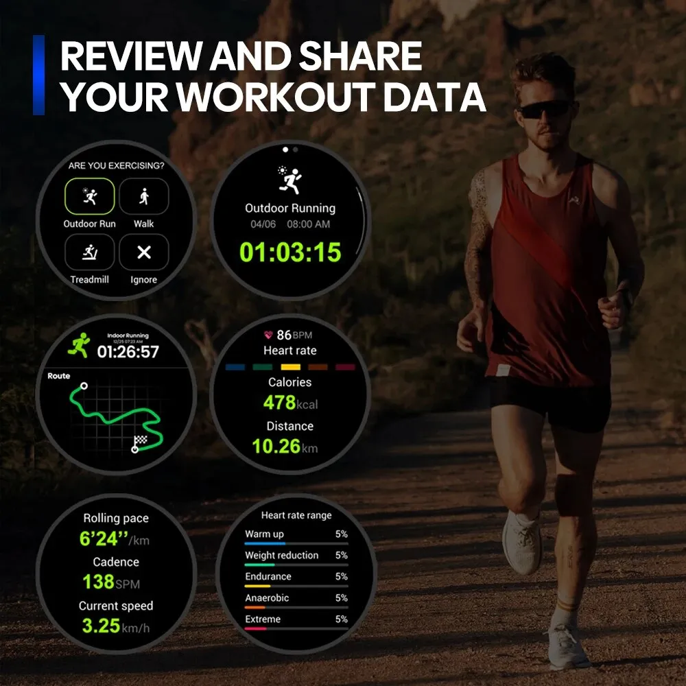 Premium GPS Sports Smartwatch for Men - 1.43” AMOLED, Built-in GPS, 100  Sports Modes, Health Tracking, 18-Day Battery, Waterproof, Bluetooth Calls