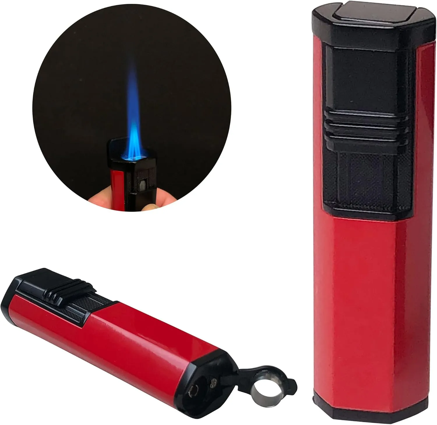 Prestige Import Group Apex Dual Angled Torch Lighter with Fold-Out Punch Cutter - Color: Red/Black