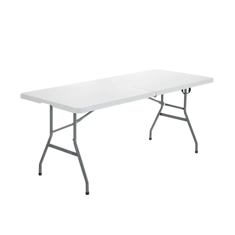 Professional title: "Compact Folding Camping Table with Convenient Carrying Handle - Ideal for Picnics and Outdoor Activities in White"