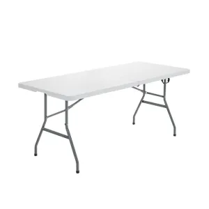 Professional title: "Compact Folding Camping Table with Convenient Carrying Handle - Ideal for Picnics and Outdoor Activities in White"