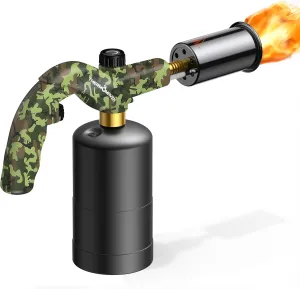 Propane Torch Lighter, Cooking Torch Gun, Charcoal Lighter, Flame Thrower Adjustable Kitchen Food Torch Head, Refillable Blow Torch for Grill, Sous Vide, BBQ (Gas Tank Not Included)