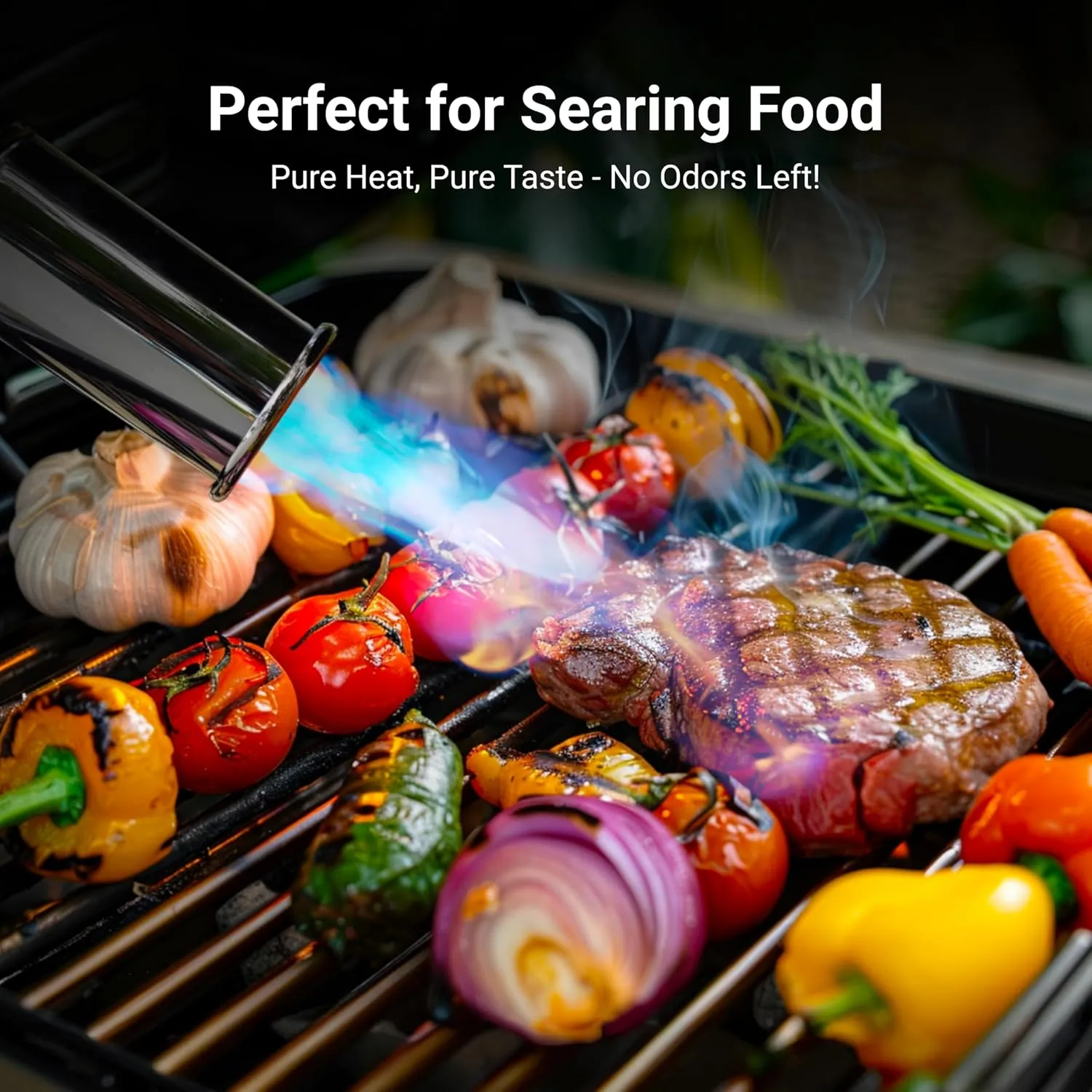 Propane Torch Lighter, Cooking Torch Gun, Charcoal Lighter, Flame Thrower Adjustable Kitchen Food Torch Head, Refillable Blow Torch for Grill, Sous Vide, BBQ (Gas Tank Not Included)