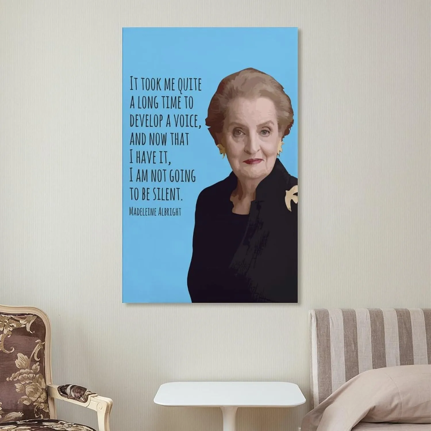Quote I Am Not Going to Be Silent By Madeleine Albright Poster Canvas Wall Art Posters For Room Aesthetic And DecorCanvas Painting Wall Art Poster for Bedroom Living Room Decor12x18inch(30x45cm)