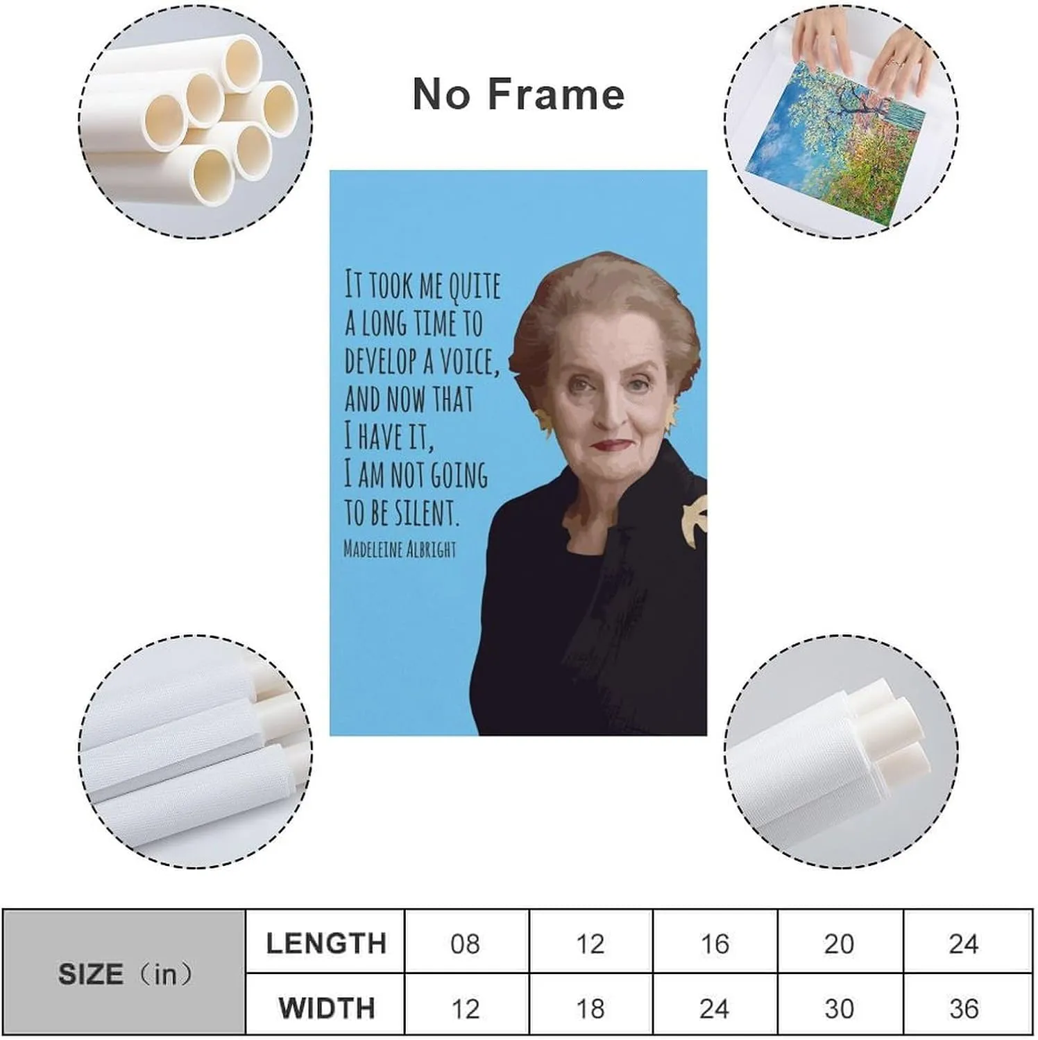 Quote I Am Not Going to Be Silent By Madeleine Albright Poster Canvas Wall Art Posters For Room Aesthetic And DecorCanvas Painting Wall Art Poster for Bedroom Living Room Decor12x18inch(30x45cm)