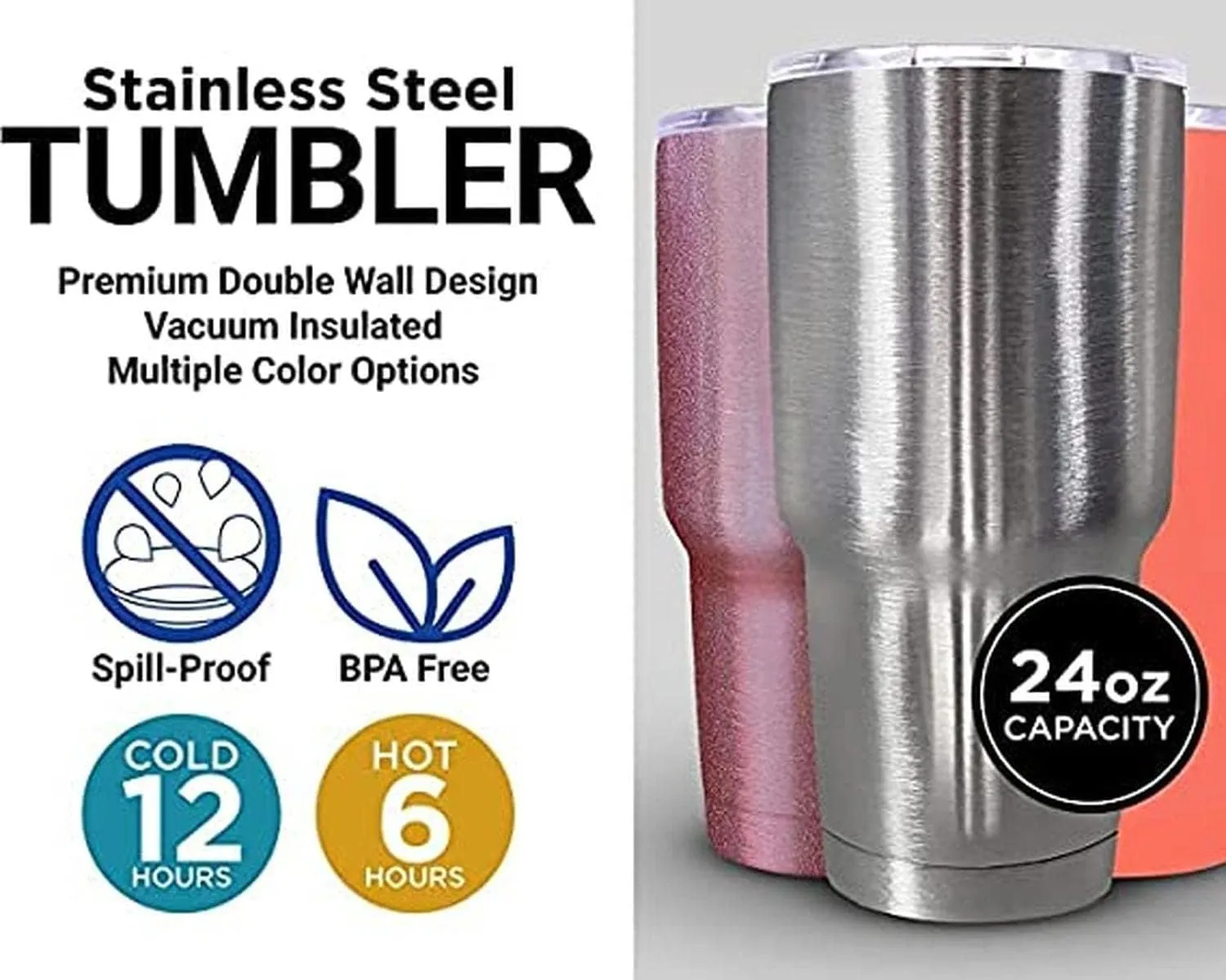 R and R Imports Covington Virginia Souvenir 24 Oz Insulated Stainless Steel Tumbler White