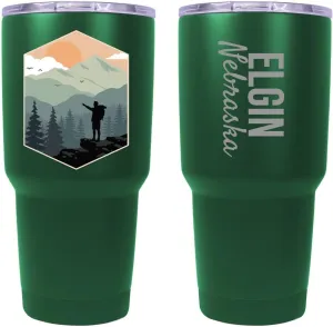 R and R Imports Elgin Nebraska Souvenir 24 Oz Insulated Stainless Steel Tumbler Green