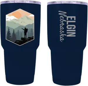 R and R Imports Elgin Nebraska Souvenir 24 Oz Insulated Stainless Steel Tumbler Navy