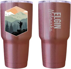 R and R Imports Elgin Nebraska Souvenir 24 Oz Insulated Stainless Steel Tumbler Rose Gold