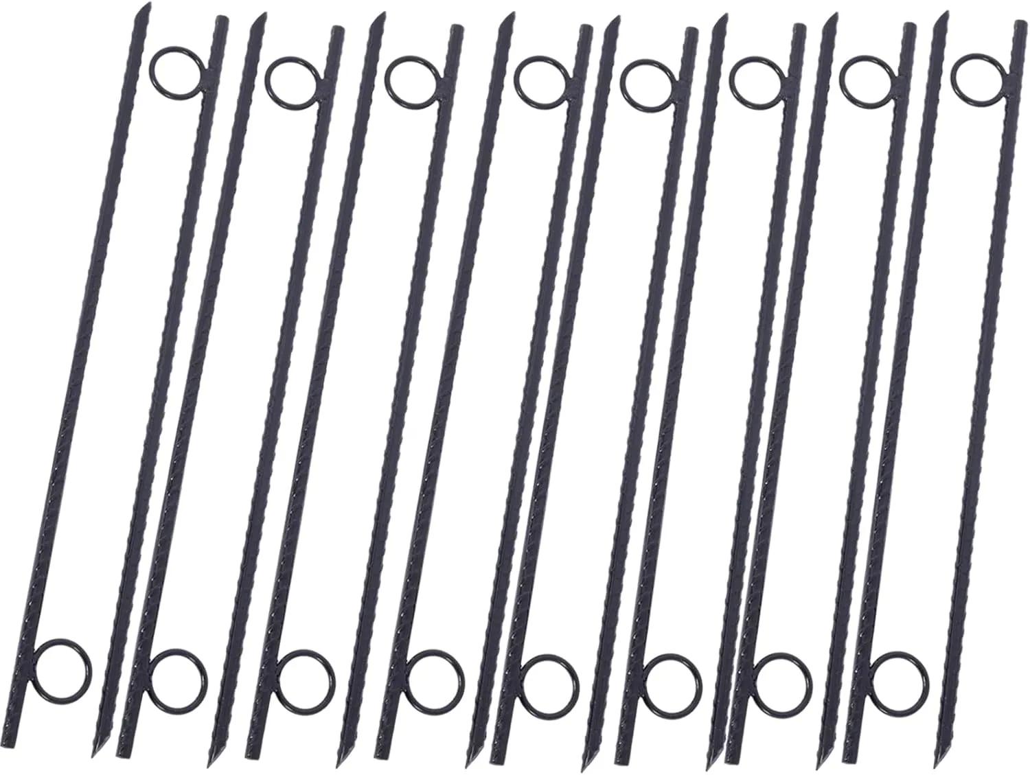 Rebar Stakes with Loop 16pcs, Heavy-Duty Steel Construction, 3/8" Diameter, 18" Length, Durable Ground Stakes for Tents and Canopies, Black