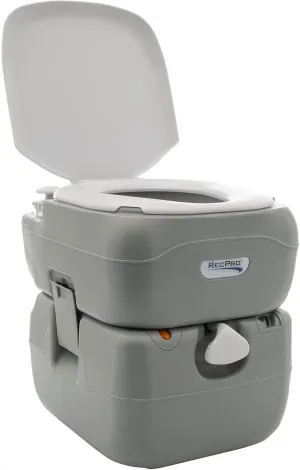 RecPro RV Toilet 5.8 Gallon Portable | Camping Compact Travel Toilet with Level Indicator | 12L Fresh Water Tank | 22L Waste Holding Tank