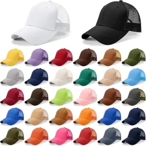 Retisee 32 Pcs Blank Baseball Cap Bulk Trucker Baseball Hat Adjustable Back Strap Sublimation Hat Cap for Men Women