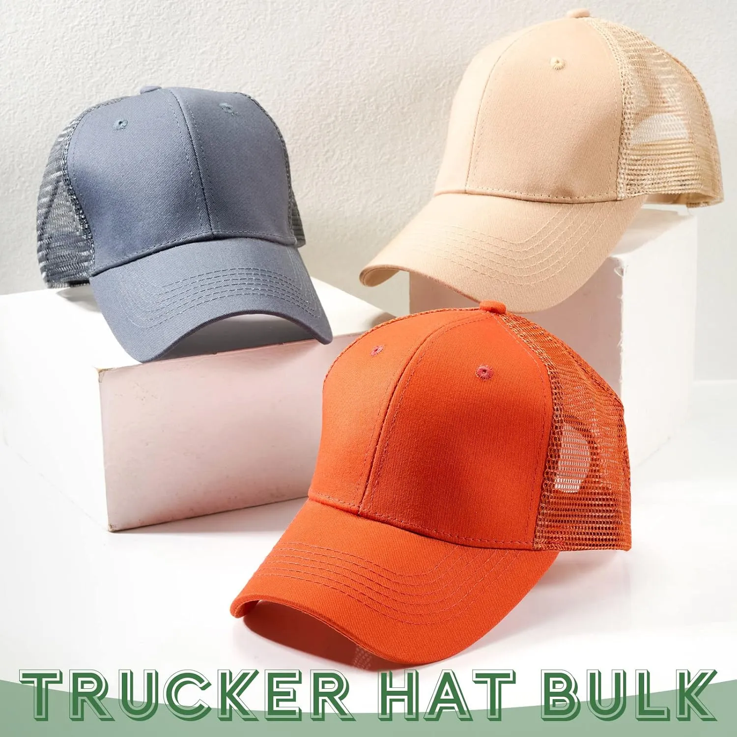 Retisee 32 Pcs Blank Baseball Cap Bulk Trucker Baseball Hat Adjustable Back Strap Sublimation Hat Cap for Men Women
