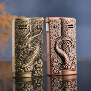 Retro Style Dragon Relief Refillable Kerosene Lighter
