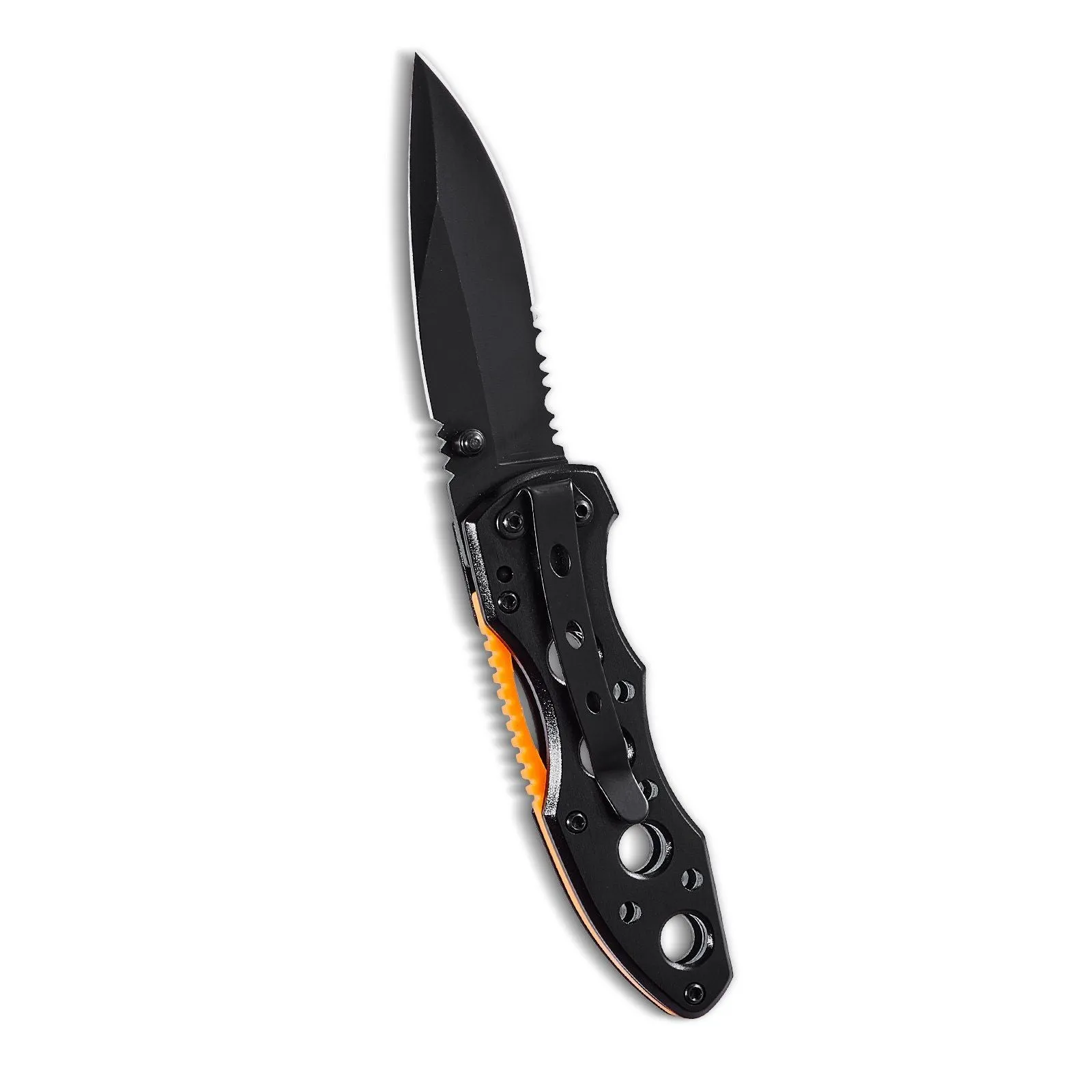 RidgeLine™ Compact Folding Knife – Serrated 7Cr17MoV Blade with Aluminum Grip