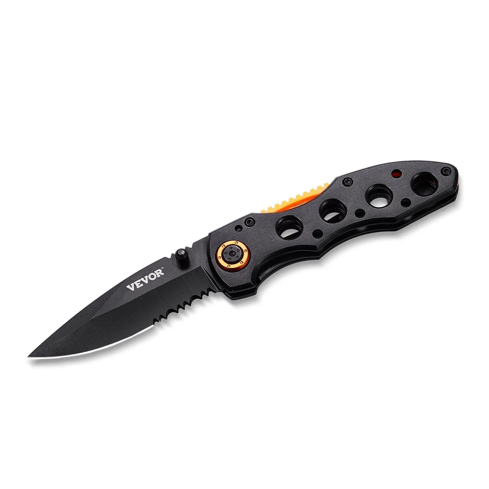 RidgeLine™ Compact Folding Knife – Serrated 7Cr17MoV Blade with Aluminum Grip