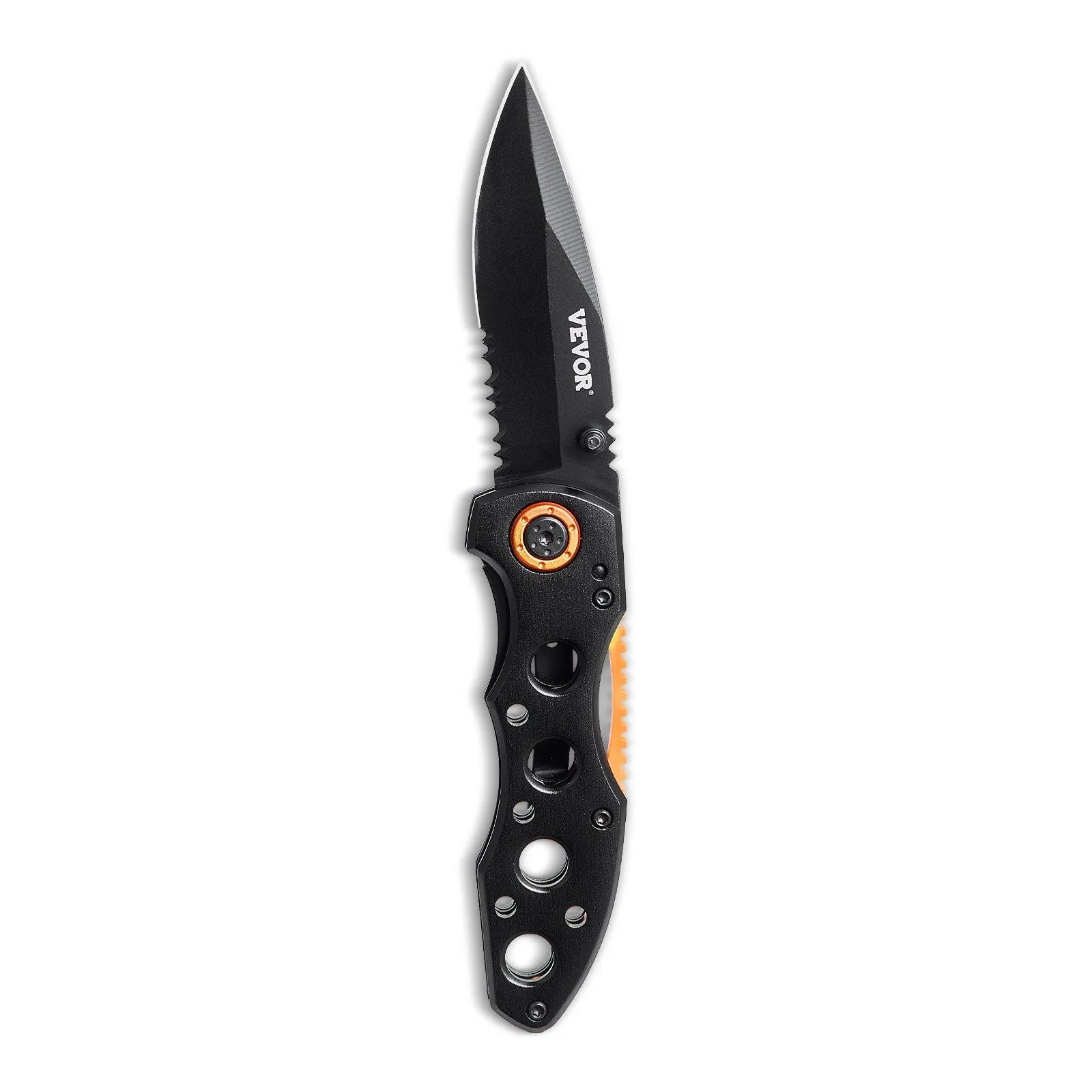 RidgeLine™ Compact Folding Knife – Serrated 7Cr17MoV Blade with Aluminum Grip