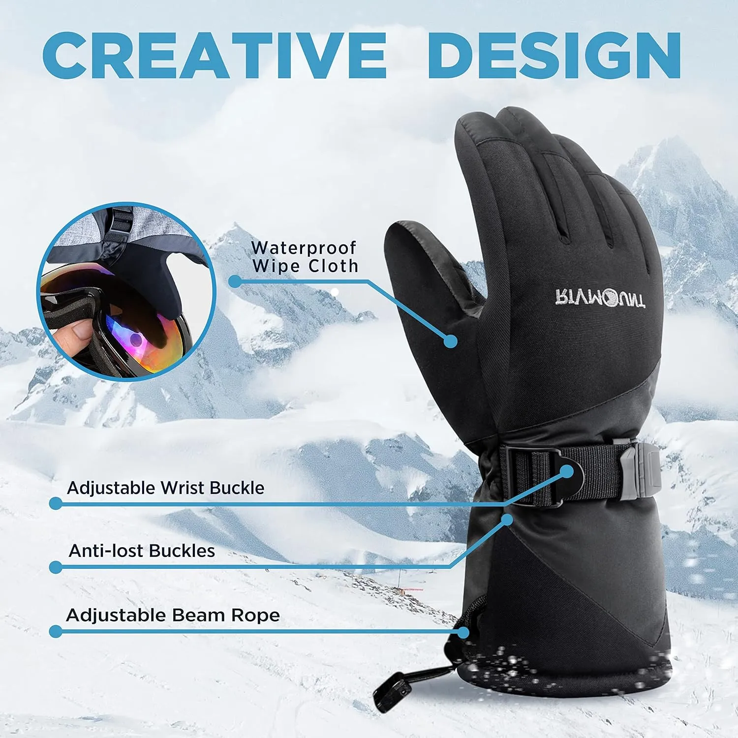 rivmount Ski Snow Gloves Men Women, Waterproof 3M Thinsulate Warm Touchscreen Winter Snowboard Snowmobile Cold Weather 601